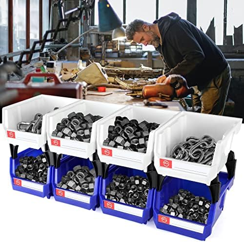 PeHui Stackable Storage Bins for Screws and Office Supplies Blue 6Pack