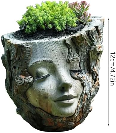 Goddess Face Resin Planter with Drainage Hole
