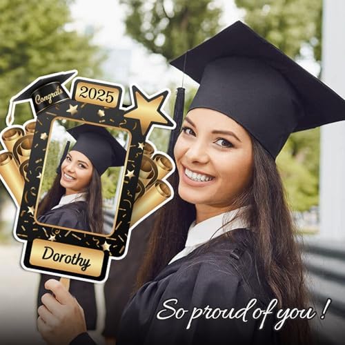 Personalized Graduation Fans with Photo Name Class of 2025 Funny Big Head Face Custom Cardboard Cutout with Handle