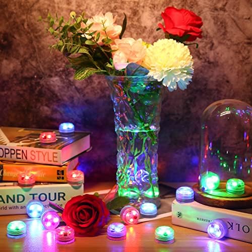 Small Submersible LED Lights with Remote Control Waterproof Tea Light Flameless Candle for Vases and Ponds