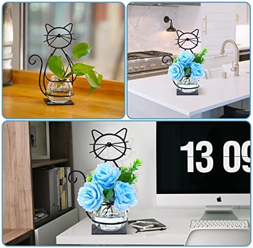 Modern Cat Design Glass Vase Holder for Plants