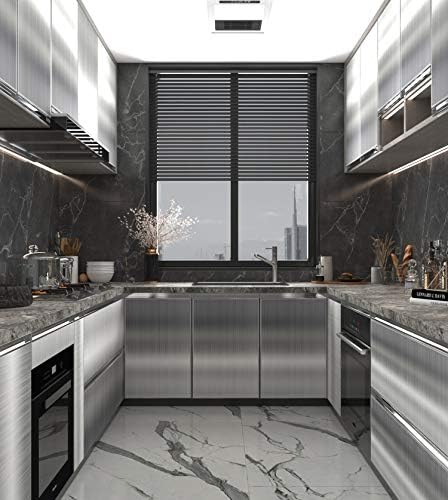 BAYYA Extra Wide Silver Metal Contact Paper for Kitchen Countertops and Appliances
