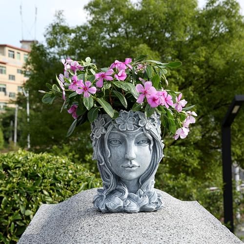 Cute Resin Goddess Face Planter with Drainage Hole