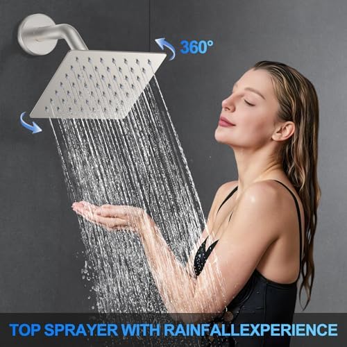 Woindo Shower Faucet Set with 2 Rain Heads and Handheld Diverter