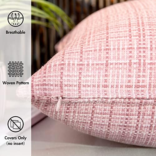 MIULEE Waterproof Throw Pillow Covers 16x16 Inch Pink Pack of 2