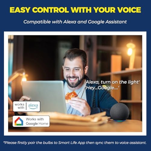 E12 Smart LED Bulbs 60W Equiv 4PCS with Alexa Google Home Compatibility