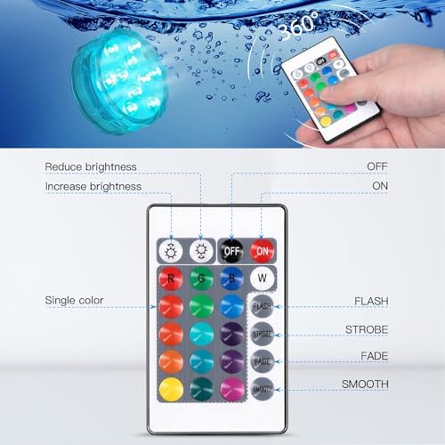 YiaMia RGB LED Pool Light 2-Pack with Remote Control