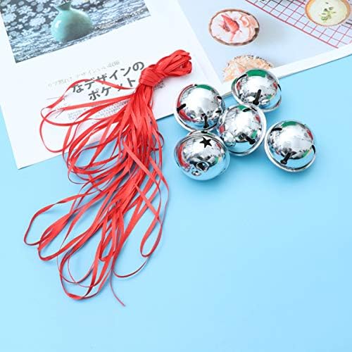 10pcs Silver Glitter Star Sleigh Bells for Christmas Decor
