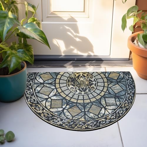 CHICHIC Large Entry Door Mat 24x36 Inch Blue Non-Slip Rubber Back