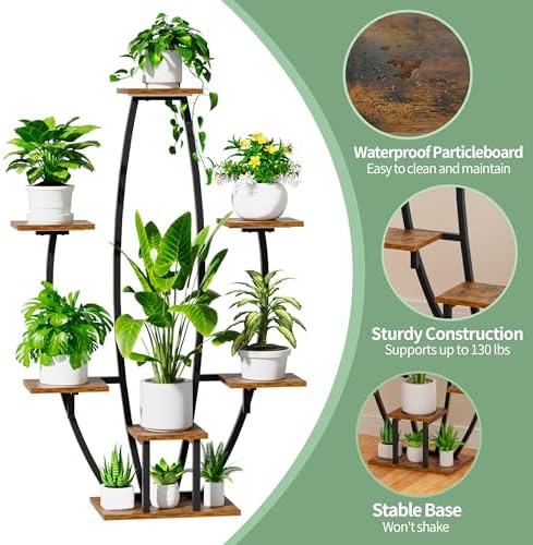 JUSTOGO Indoor Plant Stand with Grow Lights - 7 Tiered Corner Shelf for Home Decor