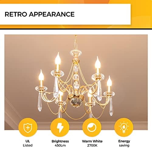 Hizashi 90 CRI LED Candelabra Bulb 40W Equivalent E12 12 Pack Dimmable Soft Warm White 2700K