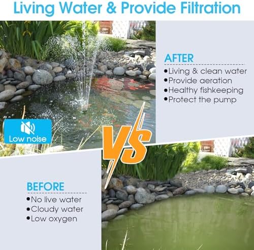 POPOSOAP Pond Filter with Pump Fountain Kit 660GPH Koi Pond Water Cleaner