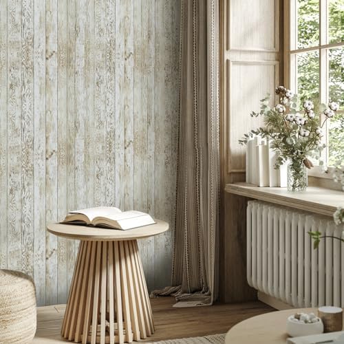 Abyssaly Contact Paper Vintage Wood Shiplap Wallpaper Peel and Stick Decorative Furniture 1771 X 393