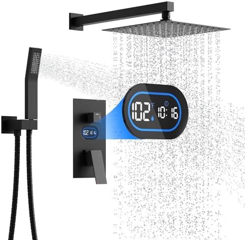 Longriver Matte Black Shower Faucet Set with Temperature Display 1