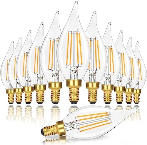 GoBright Dimmable E12 LED Chandelier Light Bulbs 12-Pack