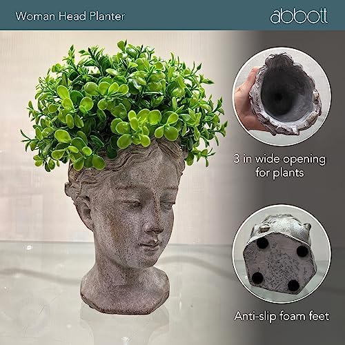 Abbott Collection Goddess Head Wall Planter - Small Cement Indoor Outdoor Planter Pot