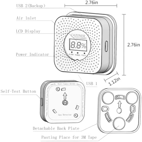 Natural Gas Leak Detector with 10-Year Lifespan and Digital LCD Display