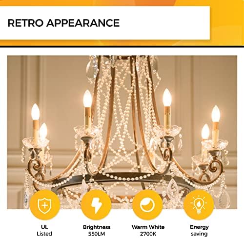 Hizashi 90CRI Candelabra LED Light Bulbs 12 Pack