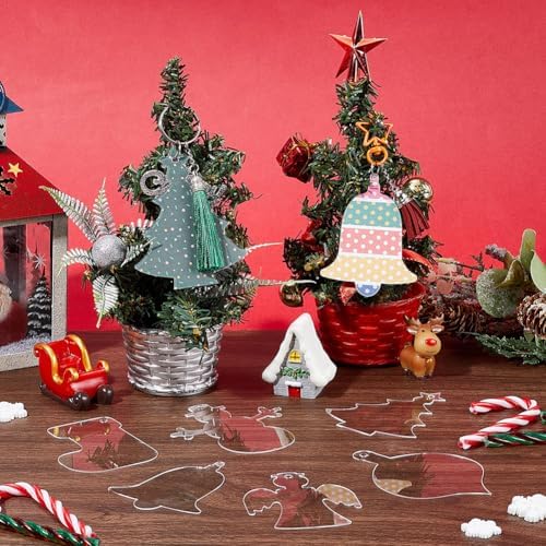 Sunnyclue 1 Bag 48Pcs Christmas Acrylic Blanks for Painting and DIY Crafts