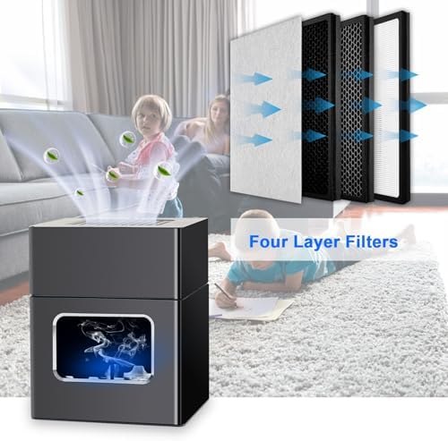 SHD Multifunctional Smokeless Ashtray with Cigarette Lighter and HEPA Filter - Black