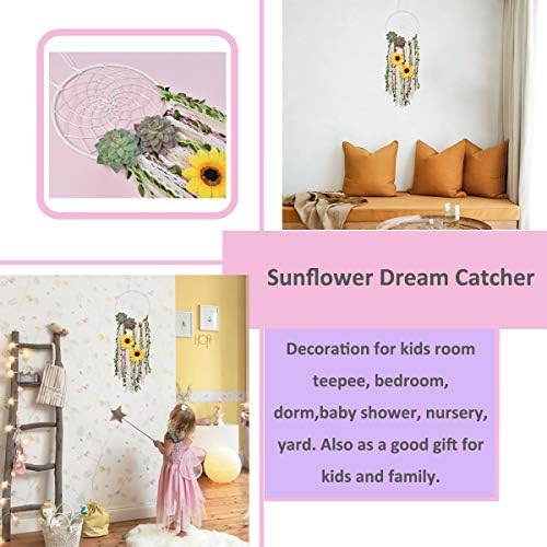 DrCor Sunflower Dream Catcher Wall Hanging Decor