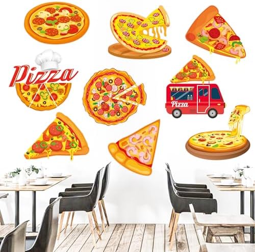 10Pcs Pizza Party Cutouts for Birthday Decorations