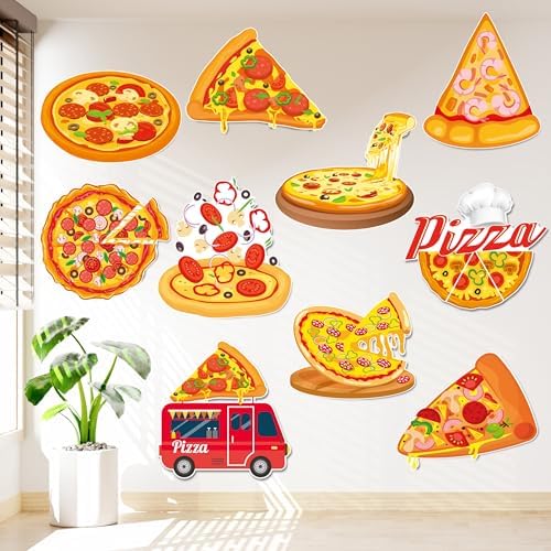 10Pcs Pizza Party Cutouts for Birthday Decorations