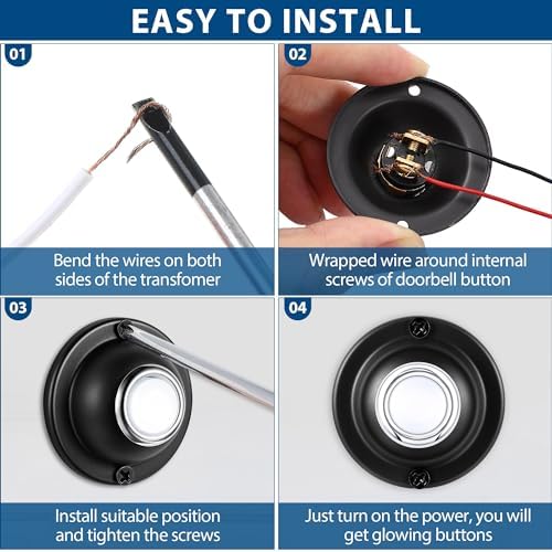 Dreyoo Door Bell Button Black LED Lighted Replacement