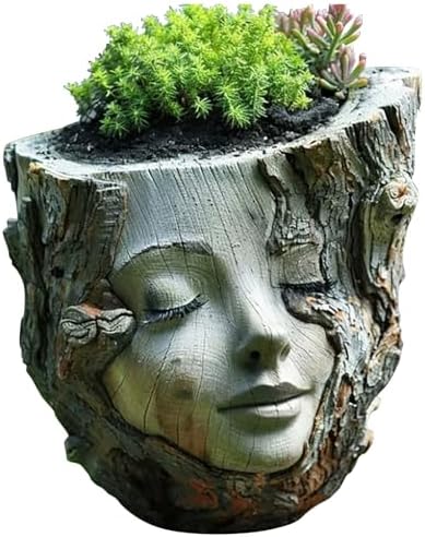 Goddess Face Resin Planter with Drainage Hole
