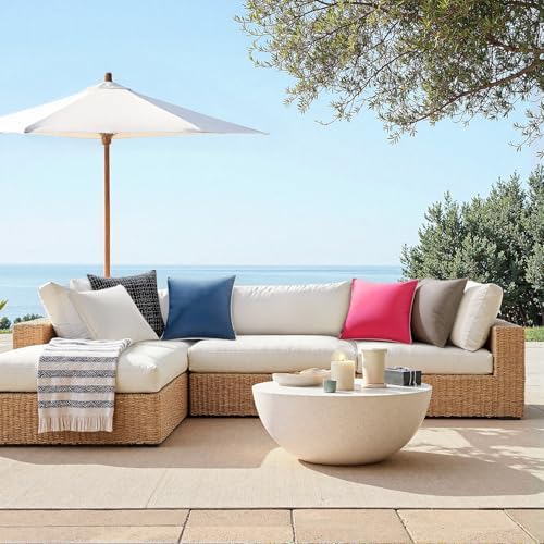 MIULEE 2 Pack Waterproof Outdoor Pillow Covers Hot Pink 18x18 Inch