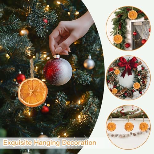 Jtoder Dried Orange Slice Wreath with Hemp Rope 50 Pcs Christmas Decorations