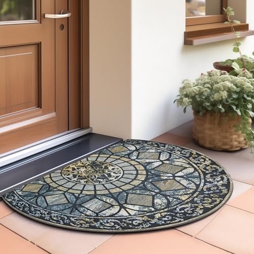 CHICHIC Large Entry Door Mat 24x36 Inch Blue Non-Slip Rubber Back