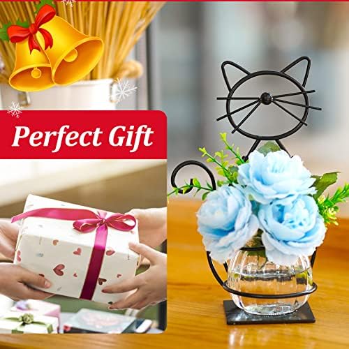 Modern Cat Design Glass Vase Holder for Plants
