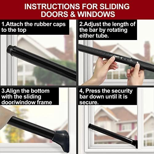 AceMining Door Security Bar Sliding Patio Stopper Heavy Duty Adjustable Jammer for Home and Travel