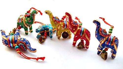 Rastogi Handicrafts Elephant Bell Hanging Decor Set of 6