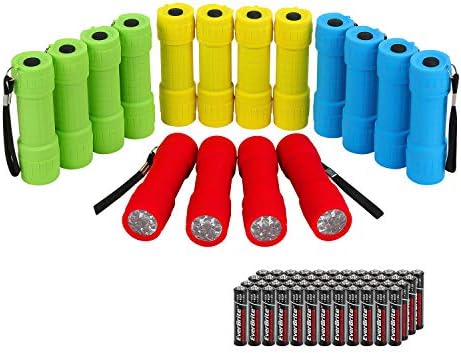 EverBrite 16-Pack Mini LED Flashlight Set - 4 Colors 48 AAA Batteries Included