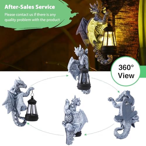 Goodeco Dragon Tree Hugger Solar Lantern Garden Statue