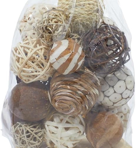 Deco 79 Coastal Dried Plant Round Orbs Vase Filler Set of 2