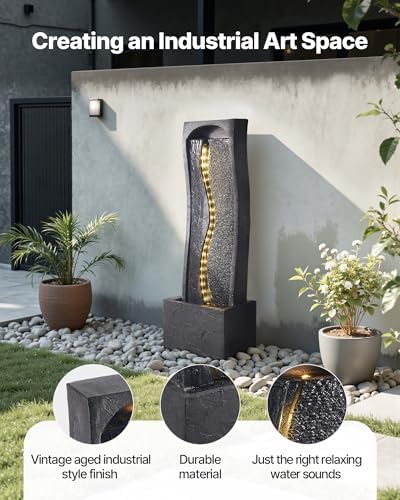 VEVOR Outdoor Water Fountain with LED Light and Pump