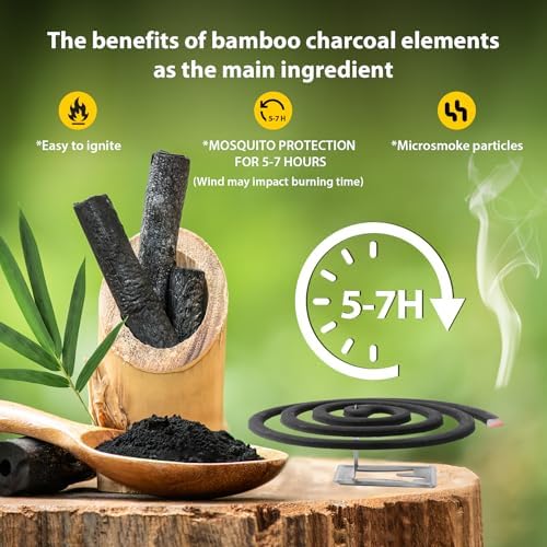 KICKOUTOR Natural Mosquito Repellent Coils 20PCS with 4 Stands for Outdoor Use