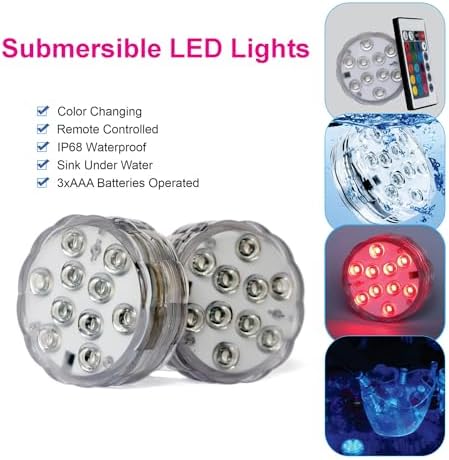 KIKOMO Submersible LED Lights with Remote 4 Pack