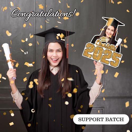 Personalized Graduation Fans with Photo Name Class of 2025 Funny Big Head Face Custom Cardboard Cutout with Handle