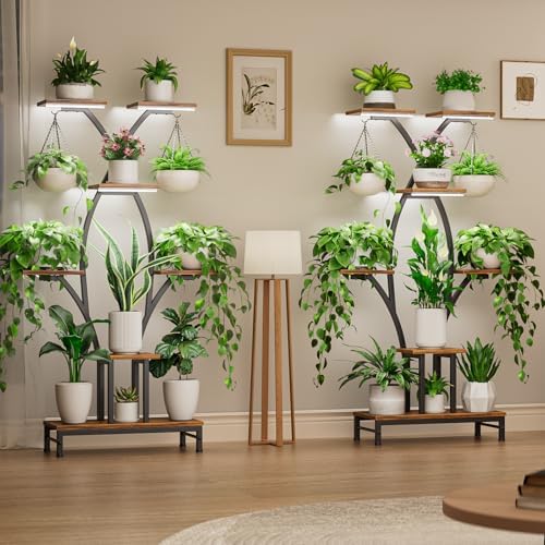 VOZZYOTO 7-Tier Plant Stand with Grow Lights