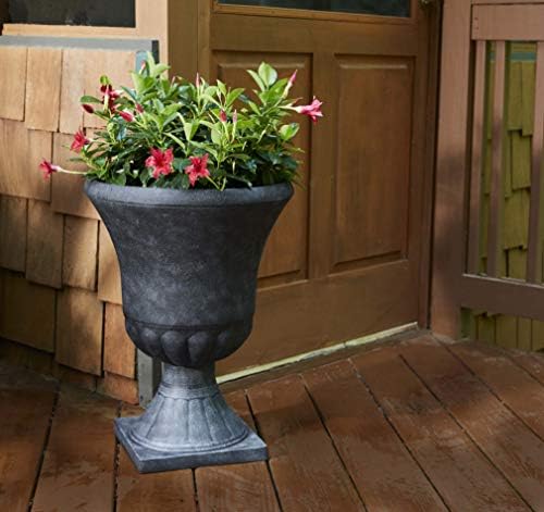 Southern Patio Winston 16x21 Inch Matte Black Urn Planter with Removable Base