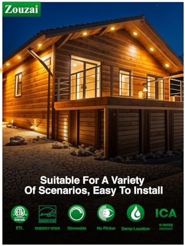 Zouzai 12 Pack 6 Inch 5CCT Ultra Thin LED Recessed Ceiling Light with Junction Box