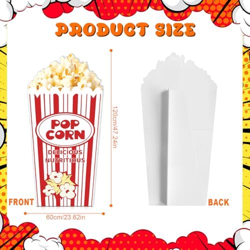 Yuminefeety 4 Feet Red White Striped Popcorn Box Cardboard Cutout Standup Decor