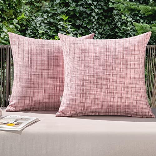 MIULEE Waterproof Throw Pillow Covers 16x16 Inch Pink Pack of 2