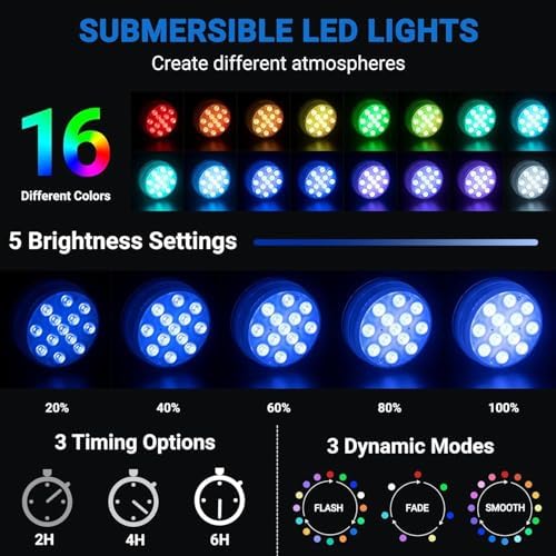 LOFTEK Submersible LED Lights with Remote 4 Pack
