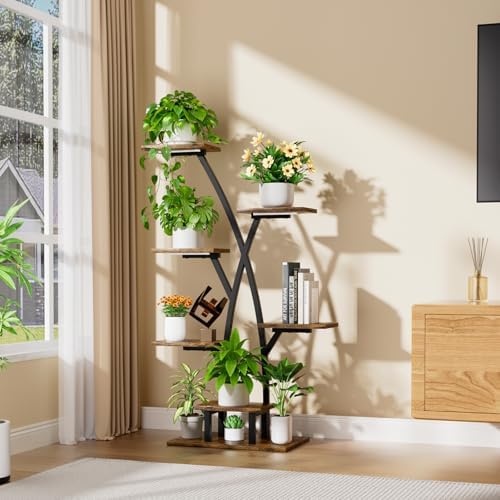 Plant Stand With Grow Lights - 7 Tiered Corner Shelf for Indoor Plants