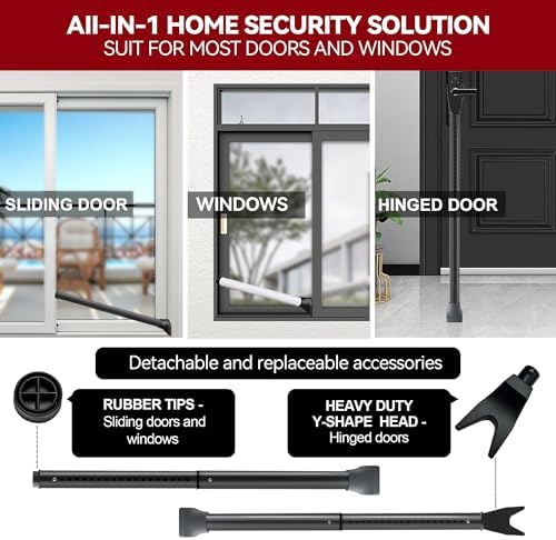 AceMining Door Security Bar Sliding Patio Stopper Heavy Duty Adjustable Jammer for Home and Travel